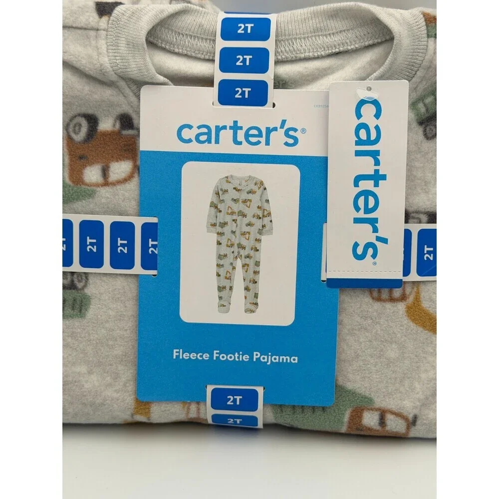 Carter's Full Zip Fleece Footie Pajama Baby and Toddler Boys 2T Gray Casual Wear